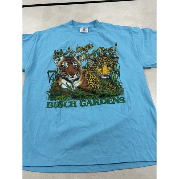 Vintage Busch Gardens "Its A Jungle Out There!" Blue T-Shirt S - Picture 1 of 3